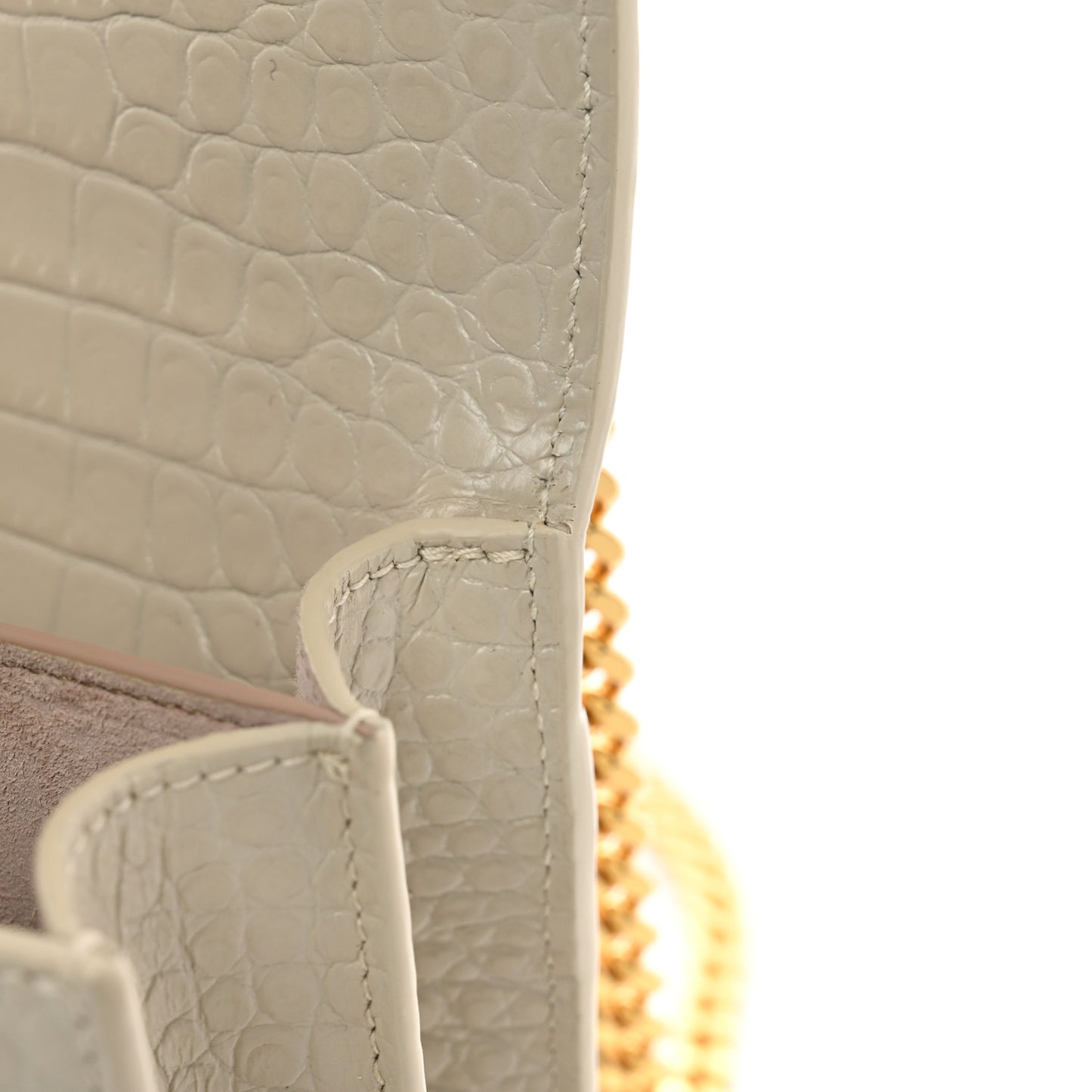 Calfskin Crocodile Embossed Medium Monogram Sunset Blanc Vintage