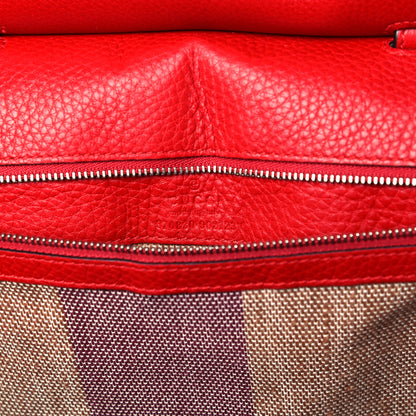 Gucci Pebbled Calfskin Large Bamboo Daily Top Handle Bag Red 6 of 10