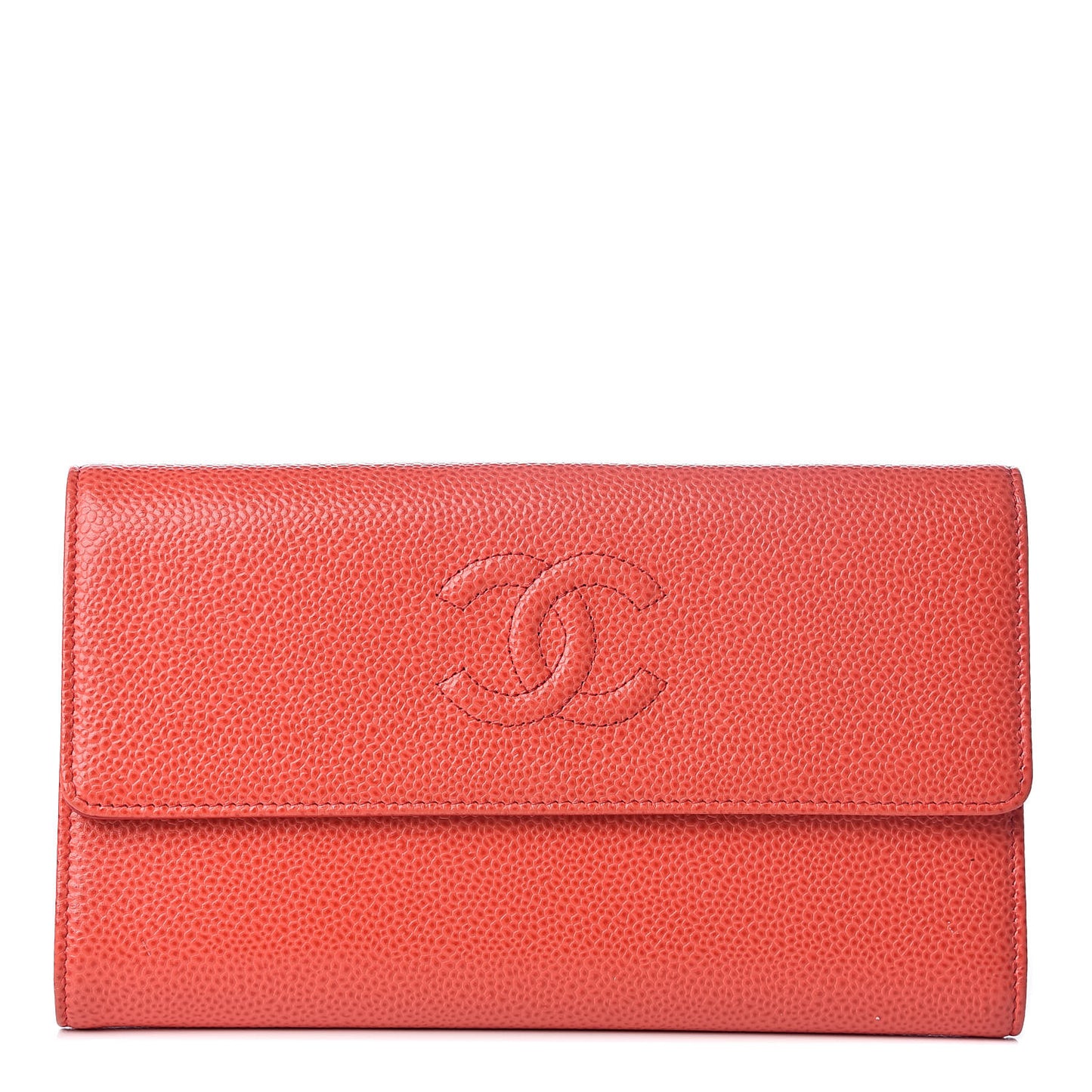 Caviar Timeless CC Large Flap Wallet Orange
