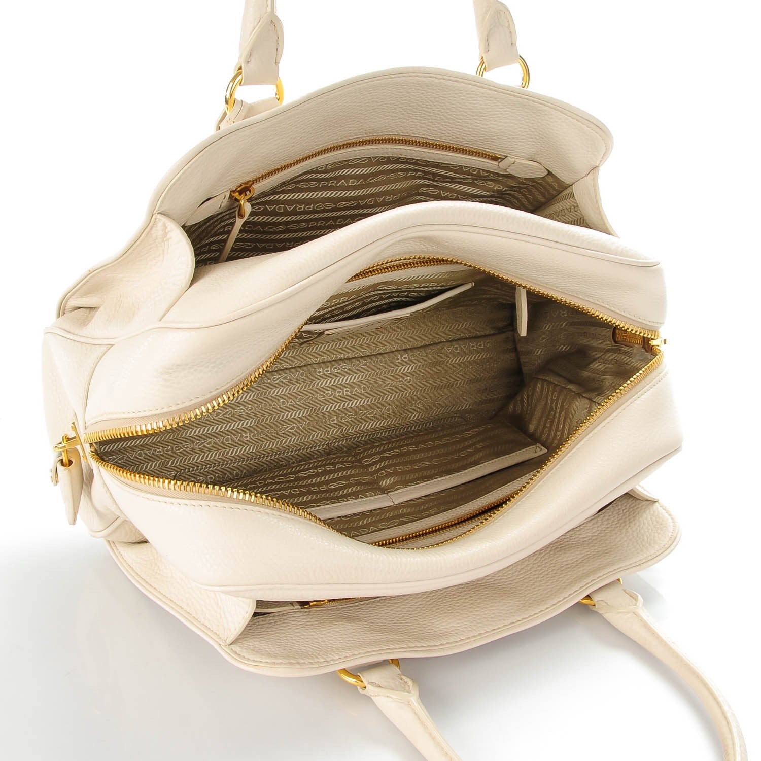 Prada Vitello Daino Bowler Tote Talco 7 of 10