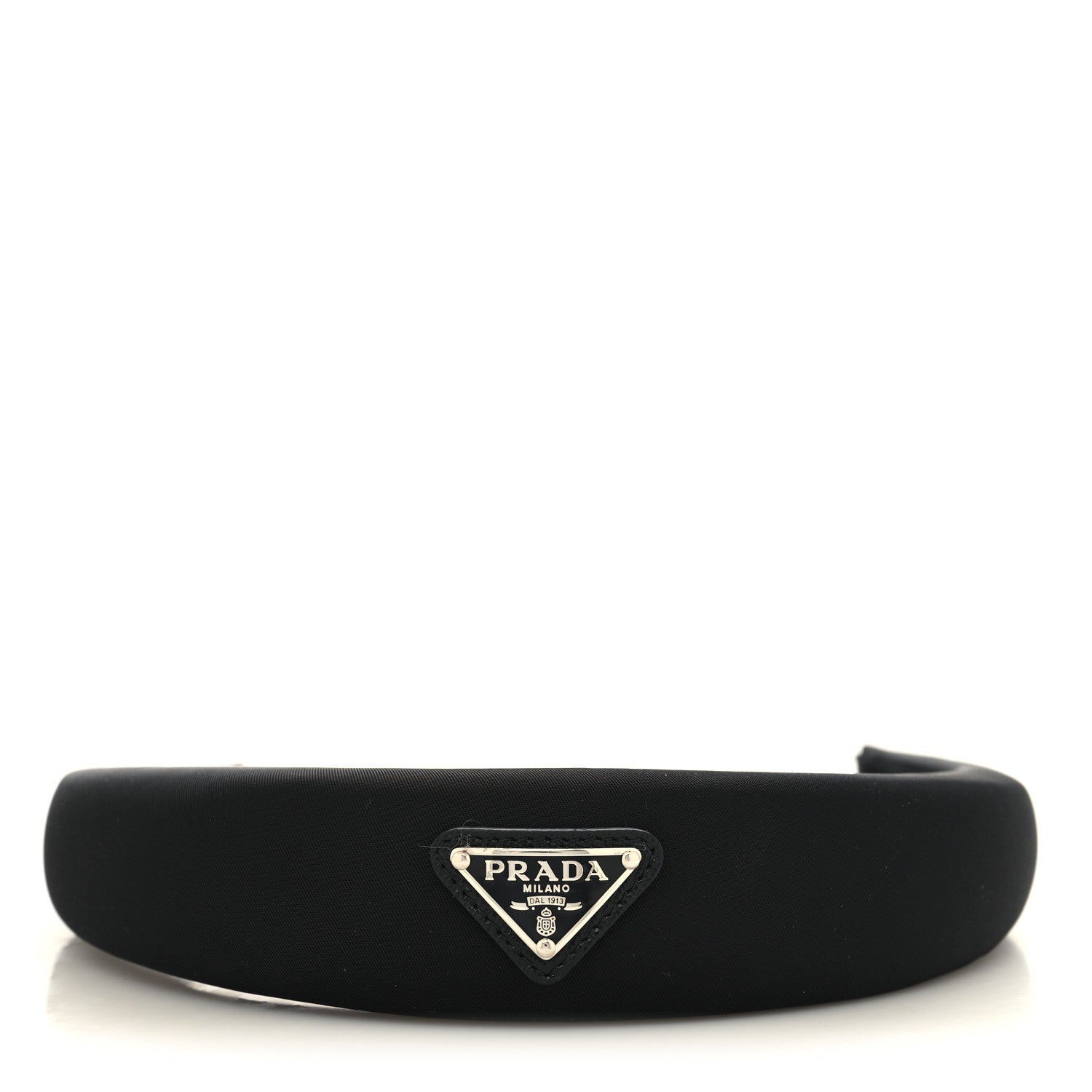 Prada Re-Nylon Metal Triangle Logo Headband Black 3 of 4