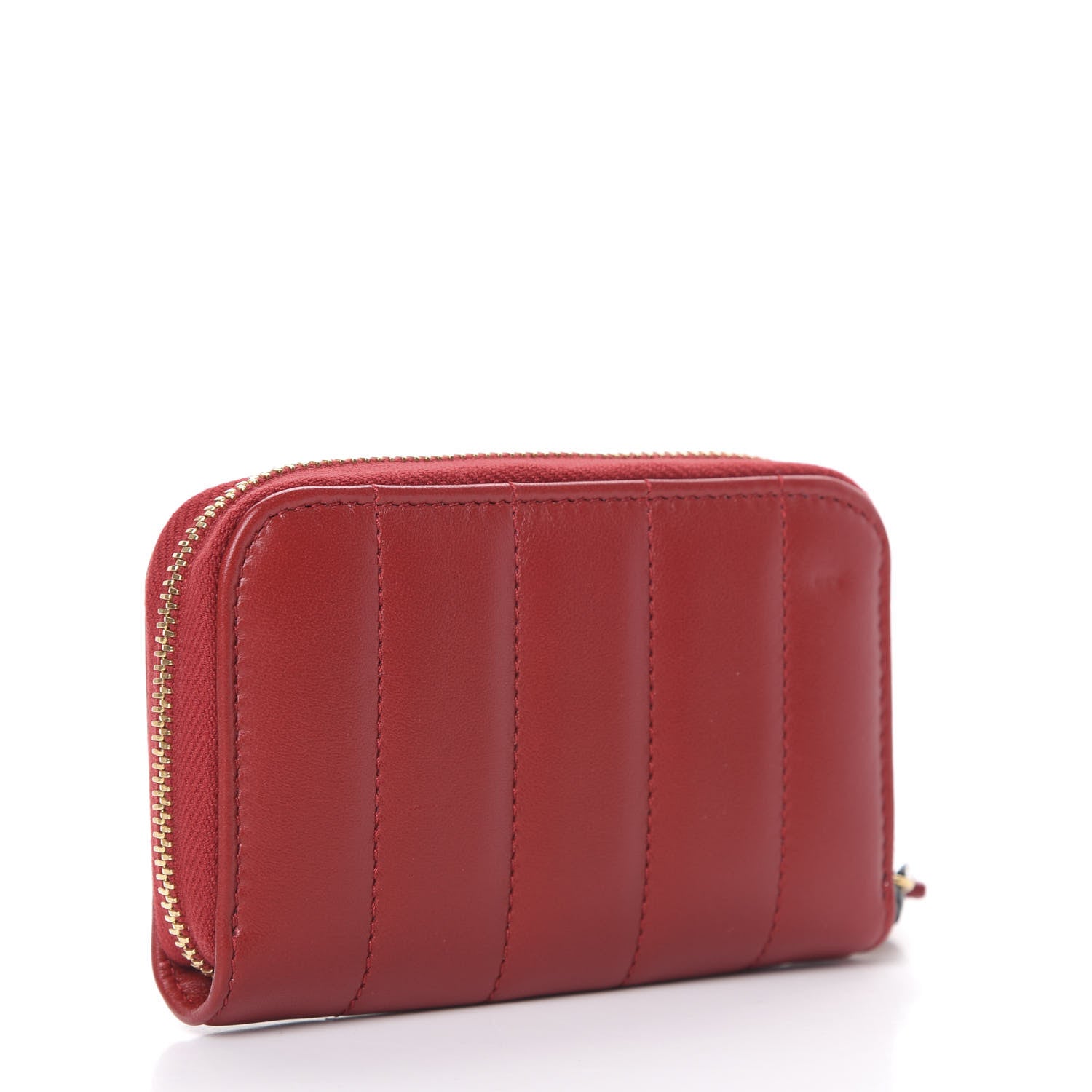 Saint Laurent Lambskin Matelasse Monogram Vicky Zip Around Card Holder Rouge Eros 2 of 9