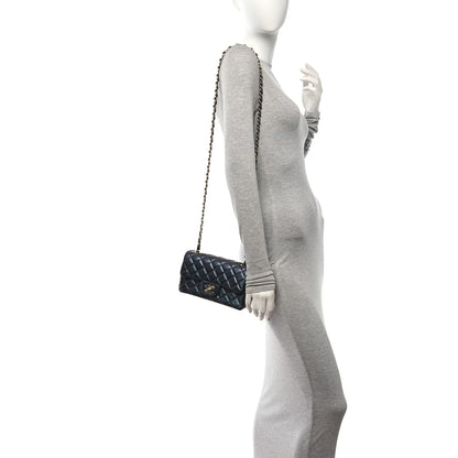 Chanel Iridescent Lambskin Quilted Mini Rectangular Flap Dark Purple 2 of 11