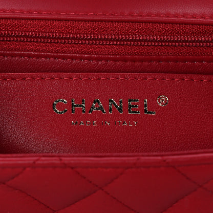 Chanel Lambskin Quilted Mini Top Handle Rectangular Flap Red 7 of 12