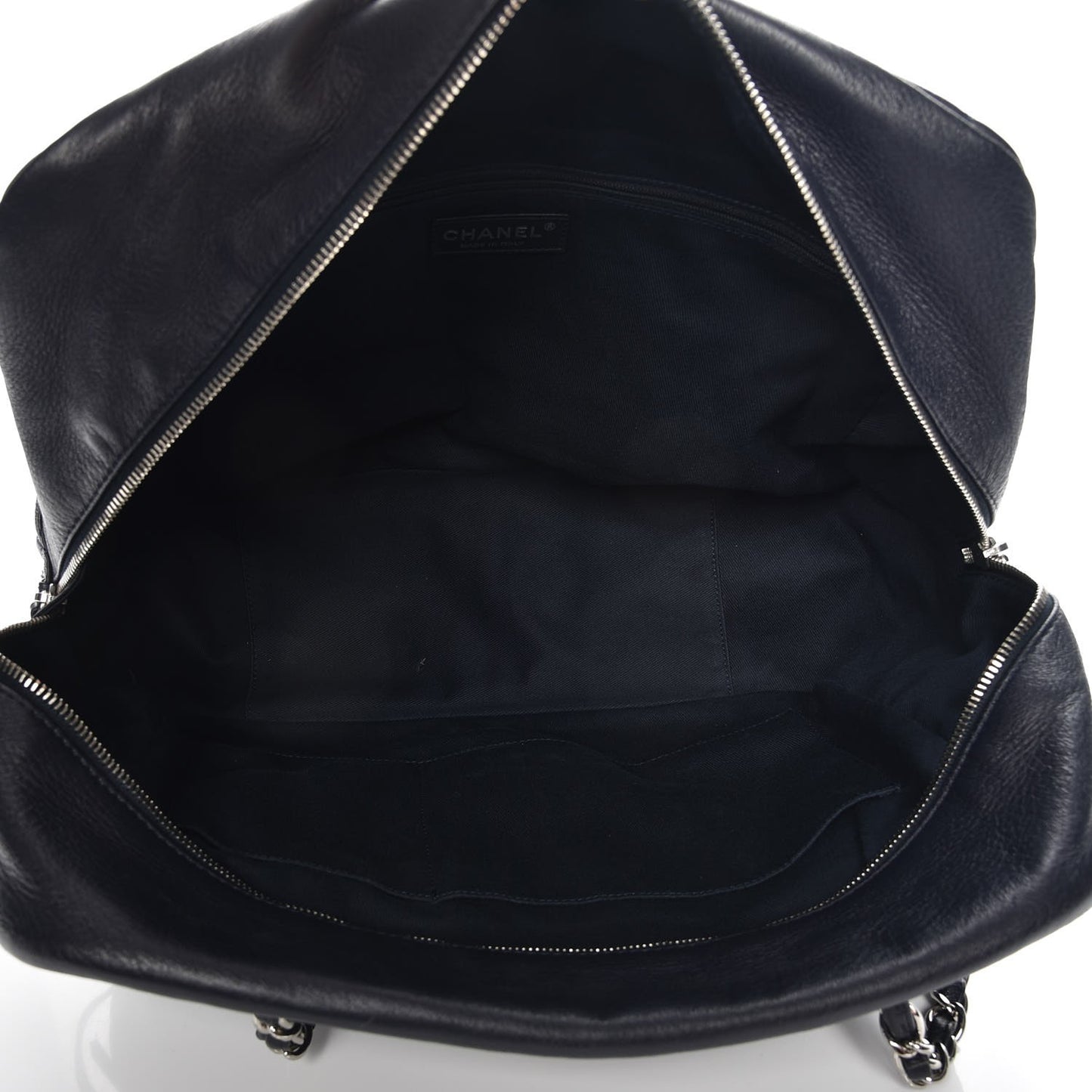 Washed Lambskin Quilted Travel Flap Tote Navy