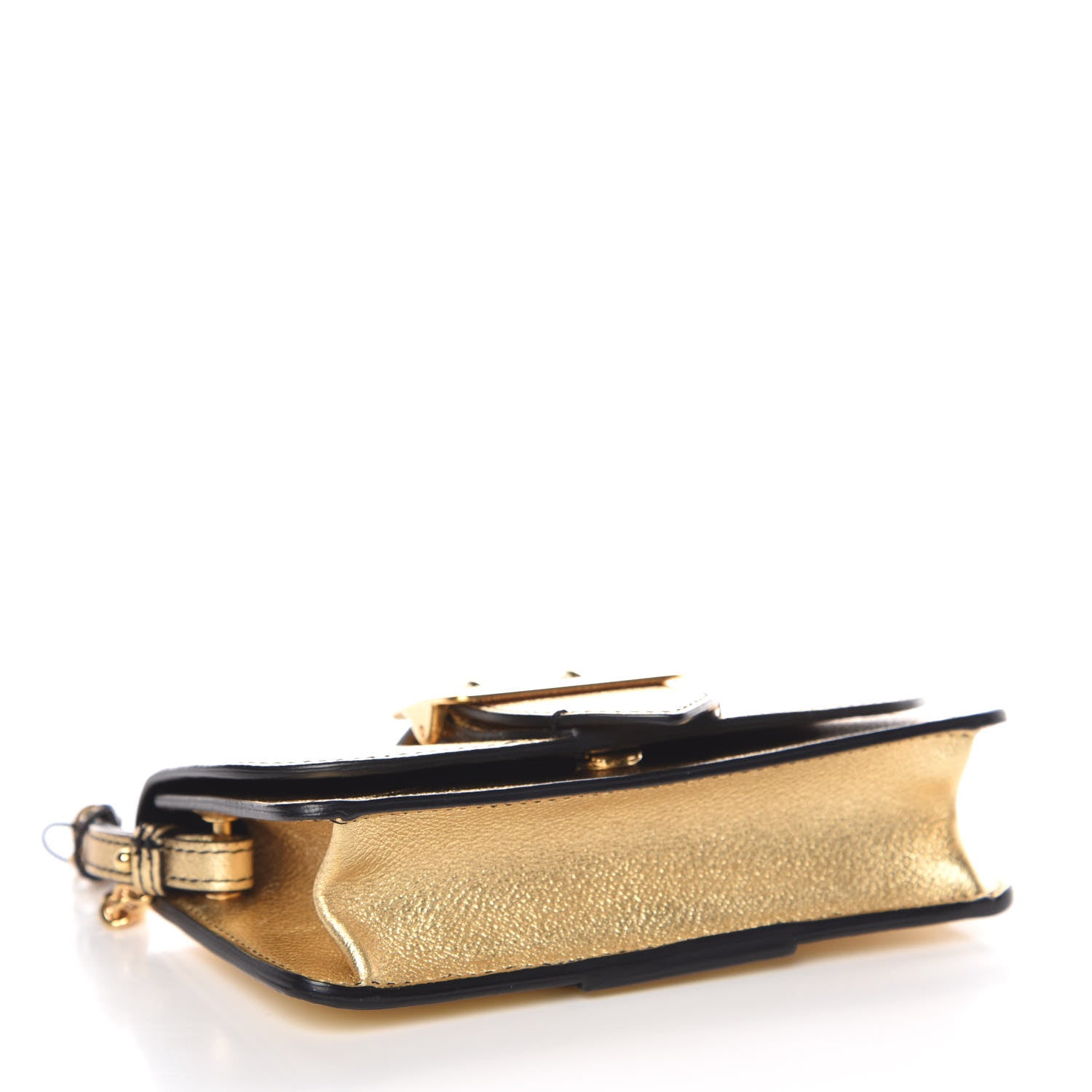 Burberry Metallic Soft Grain Calfskin Mini Phone Buckle Bag Gold 4 of 11