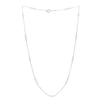 Mikimoto 18K White Gold Akoya Pearl 3.5mm Station Necklace 3 of 4
