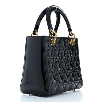 Christian Dior Patent Cannage Medium Lady Dior Black 3 of 12