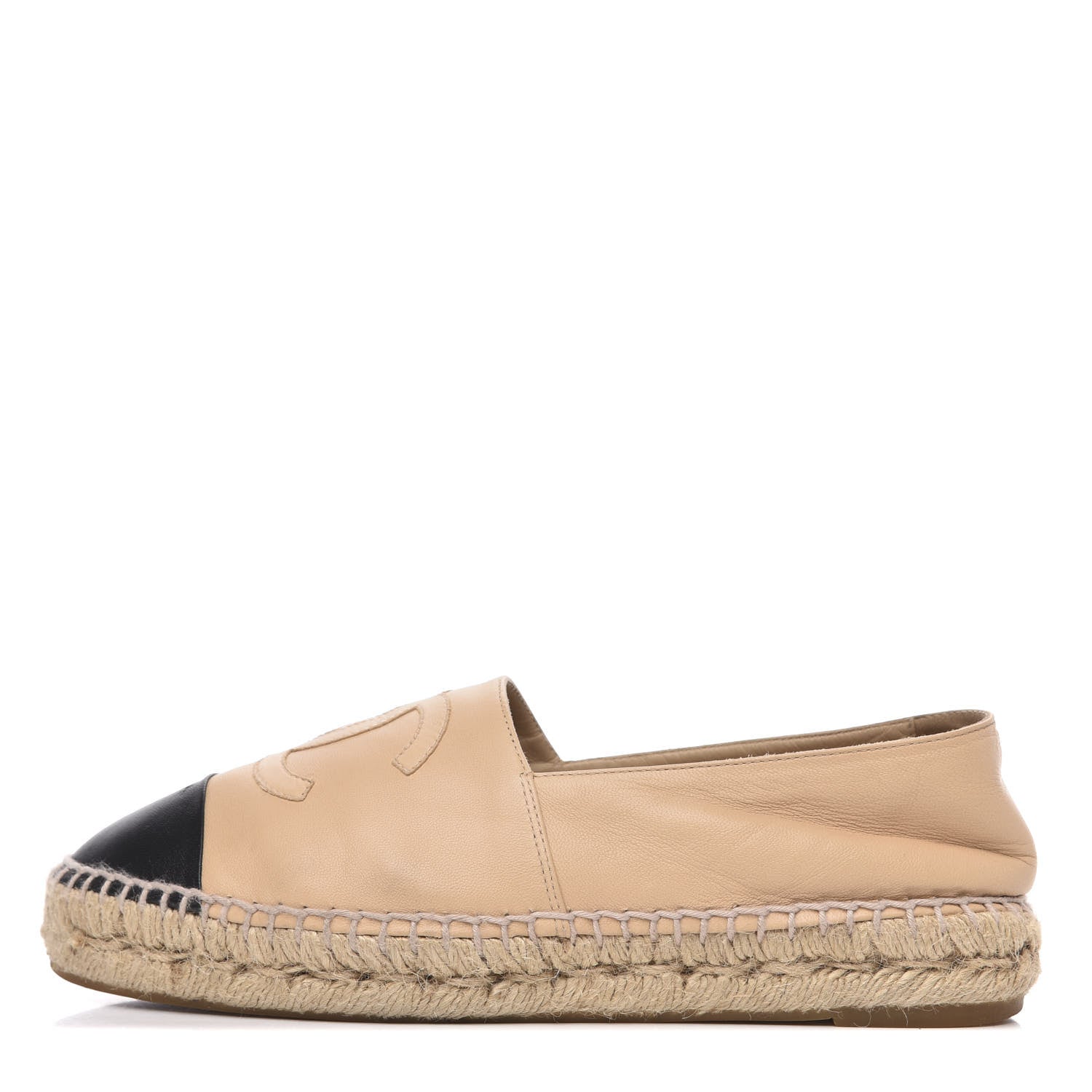 Chanel Lambskin CC Espadrilles 38 Beige Black 1 of 11