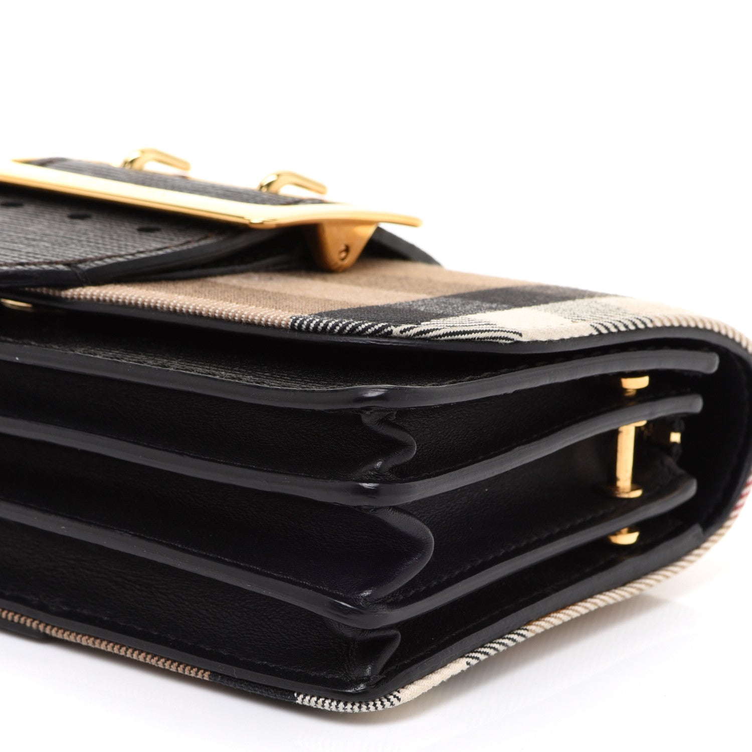 Burberry House Check Bridle Calfskin Small Buckle Bag Black 10 of 11