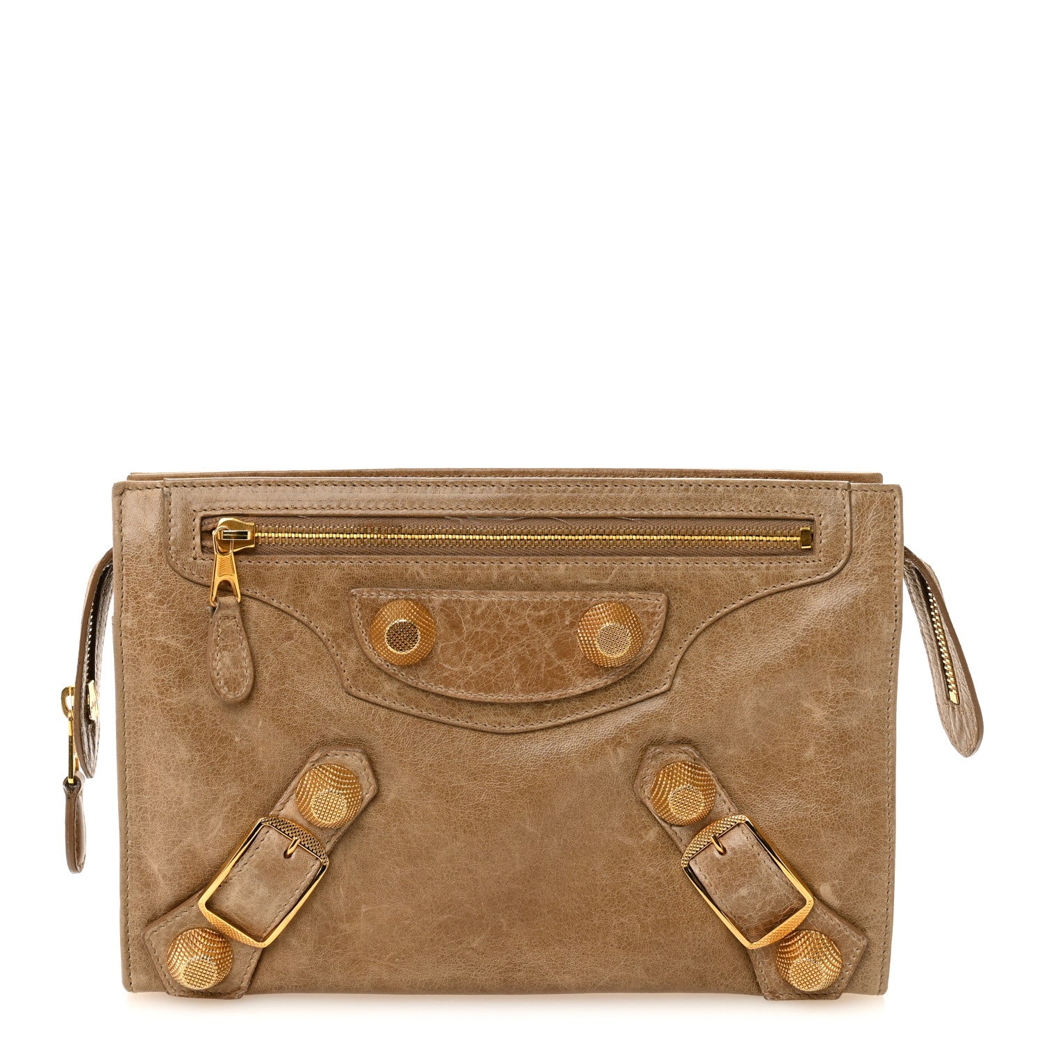 Balenciaga Agneau Giant 21 Gold Hardware Mini Travel Clutch Oatmeal 1 of 9
