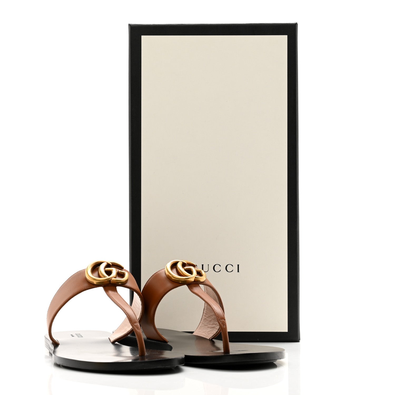 Gucci Calfskin GG Marmont Thong Sandals 38.5 Cognac 8 of 8