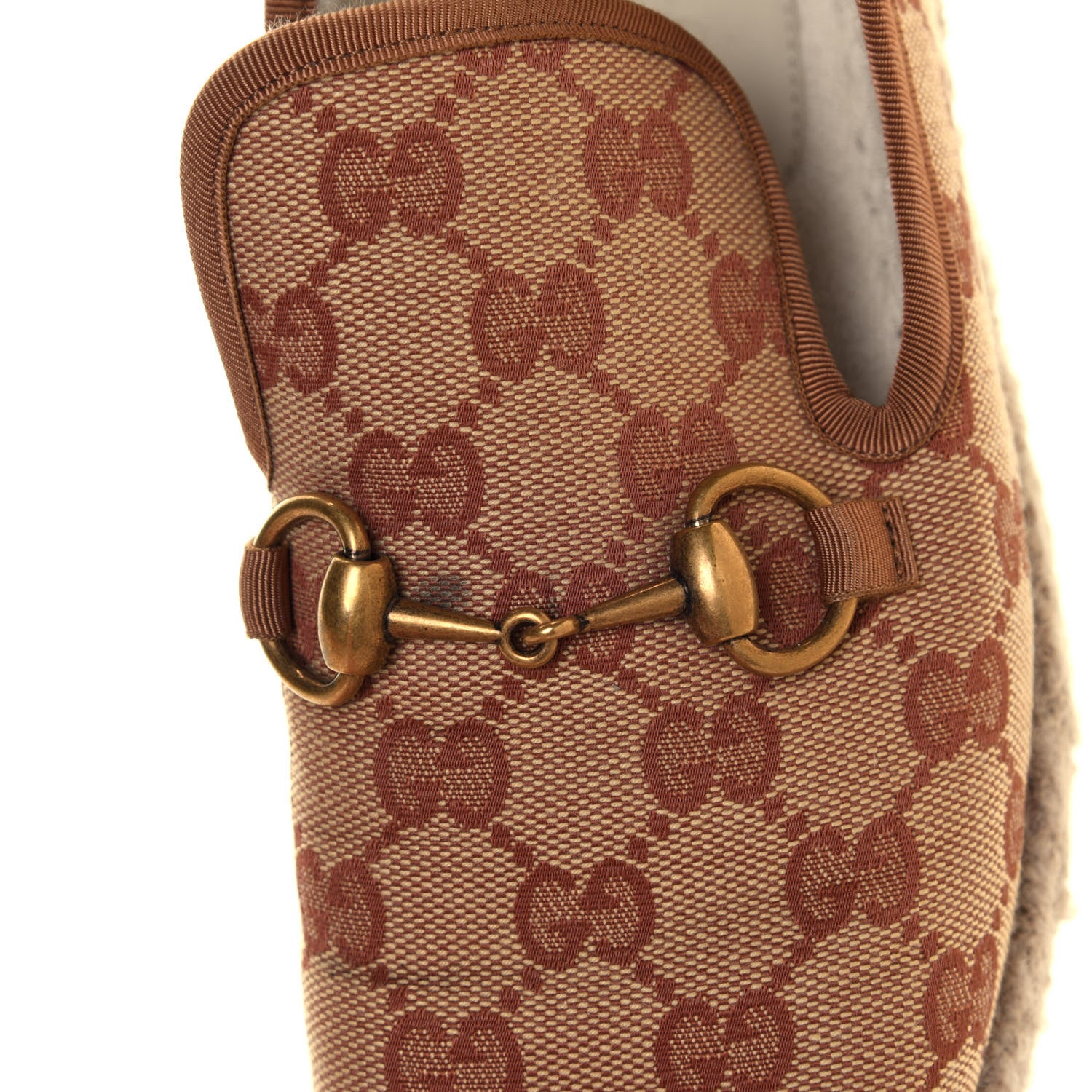 Gucci GG Monogram Womens Fria Horsebit Loafers 36 Beige Ruggine 8 of 8