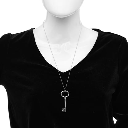Tiffany Sterling Silver Oval Key Pendant Necklace 2 of 4