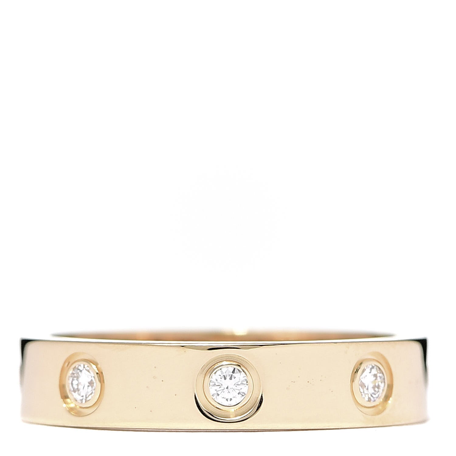 Cartier 18K Yellow Gold 8 Diamond 4mm LOVE Wedding Band Ring 50 5.25 3 of 5