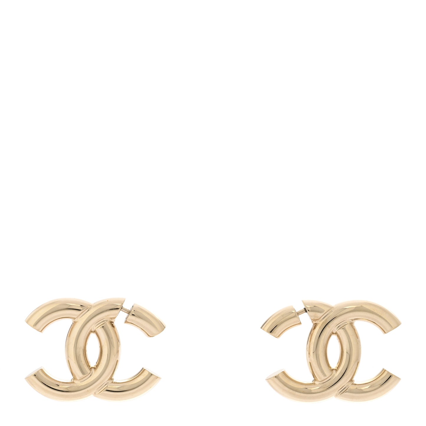 Metal Large CC Earrings Light Gold