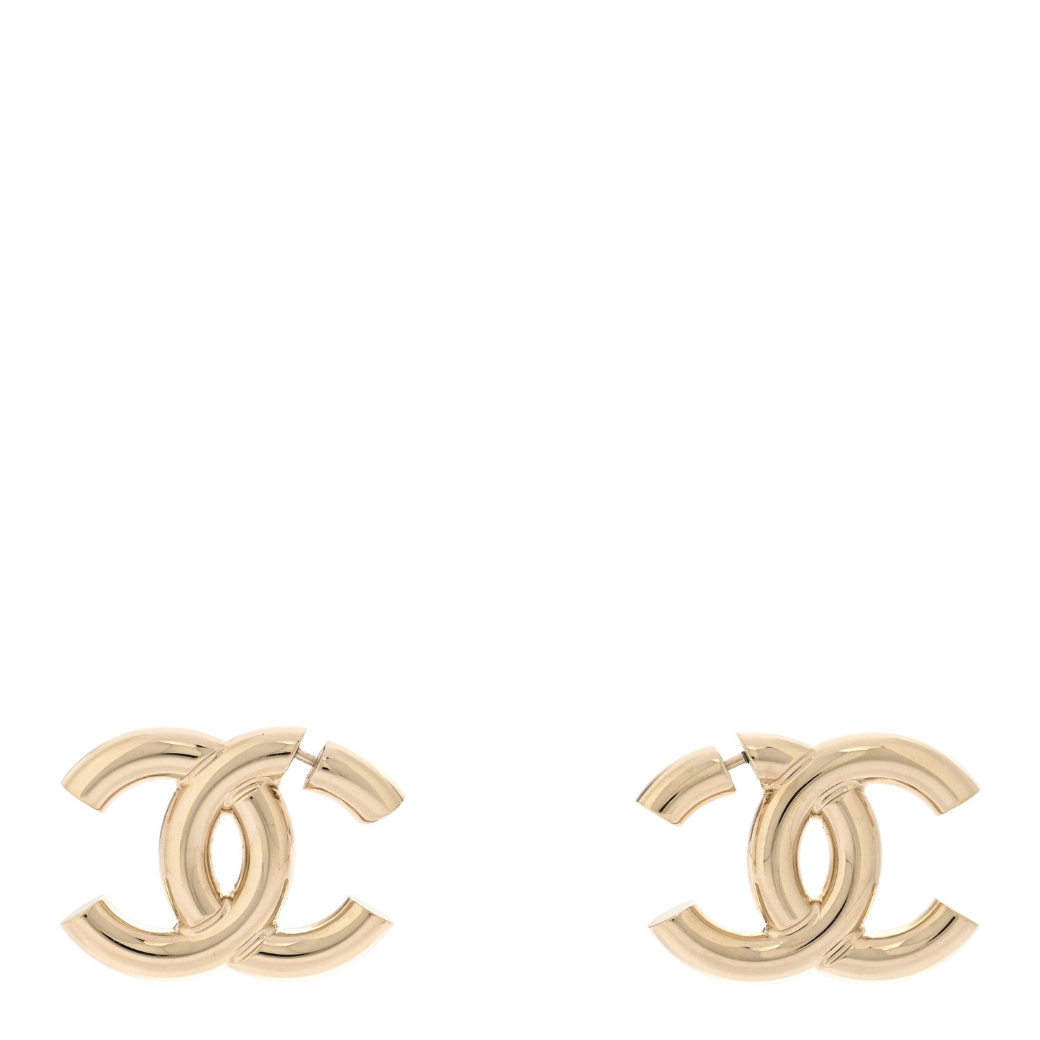 Chanel Metal Large CC Earrings Light Gold 1 of 4