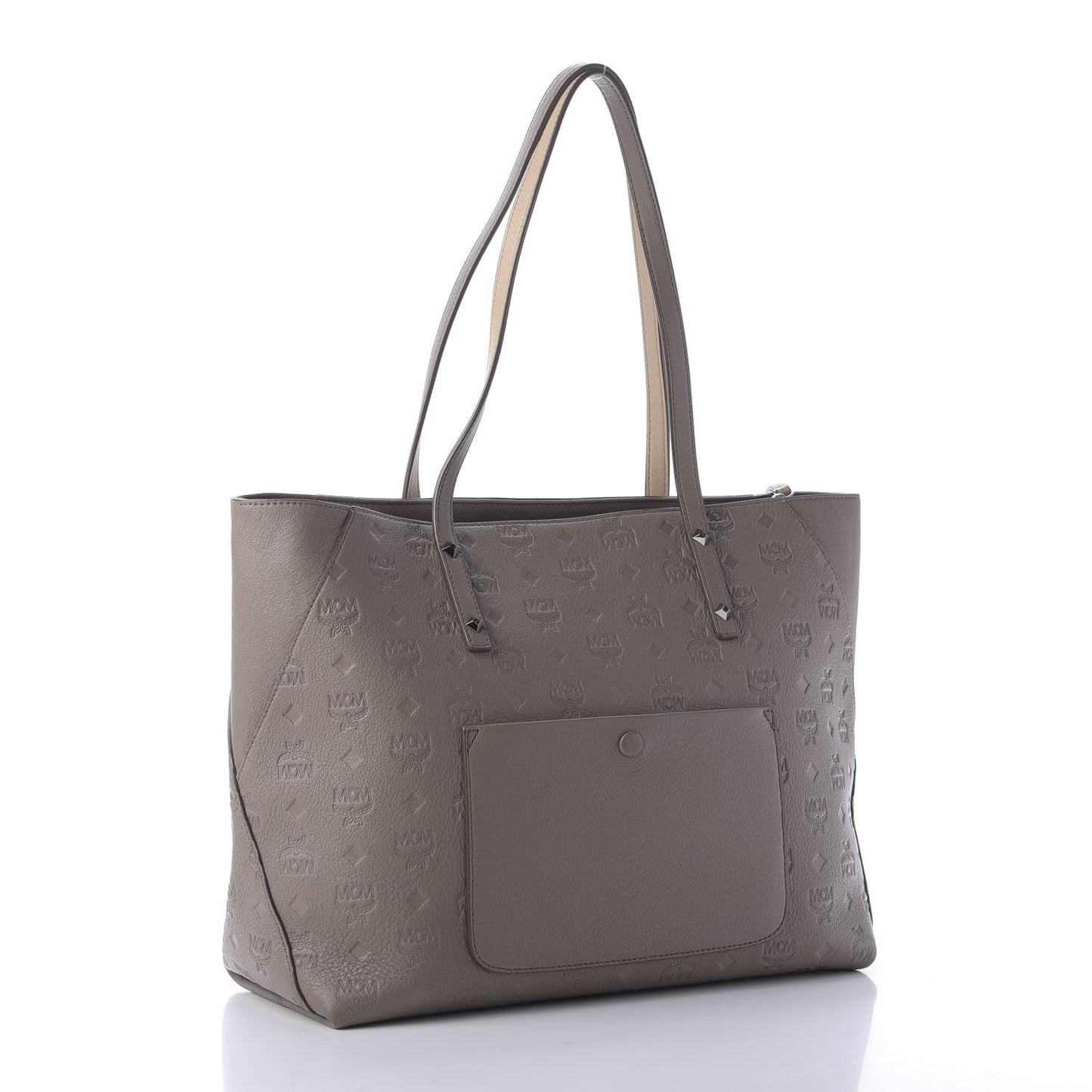 Calfskin Ottomar Monogram Medium Klara Top Zip Tote Taupe