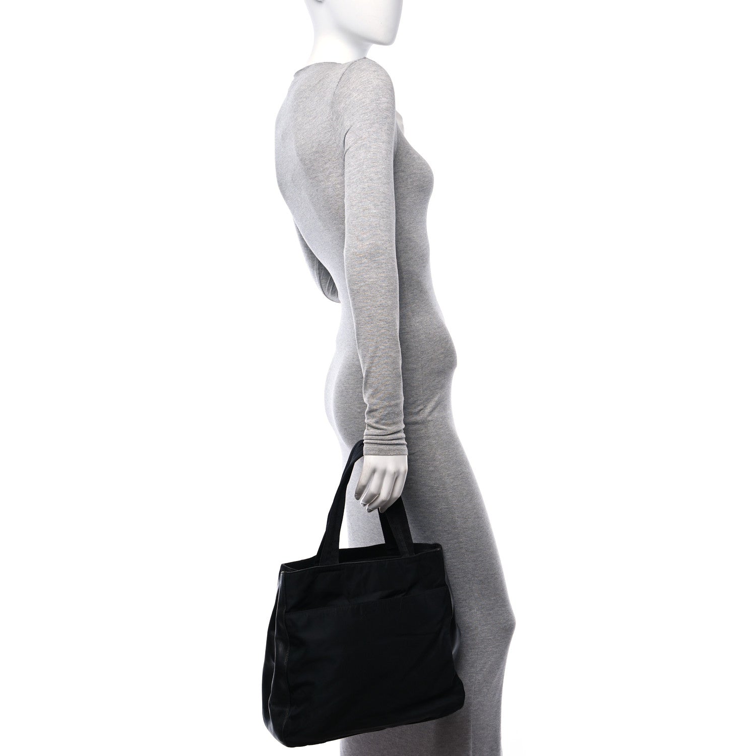 Prada Nylon Calfskin Tote Black 2 of 11