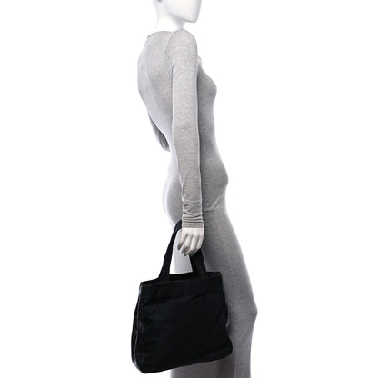 Prada Nylon Calfskin Tote Black 2 of 11
