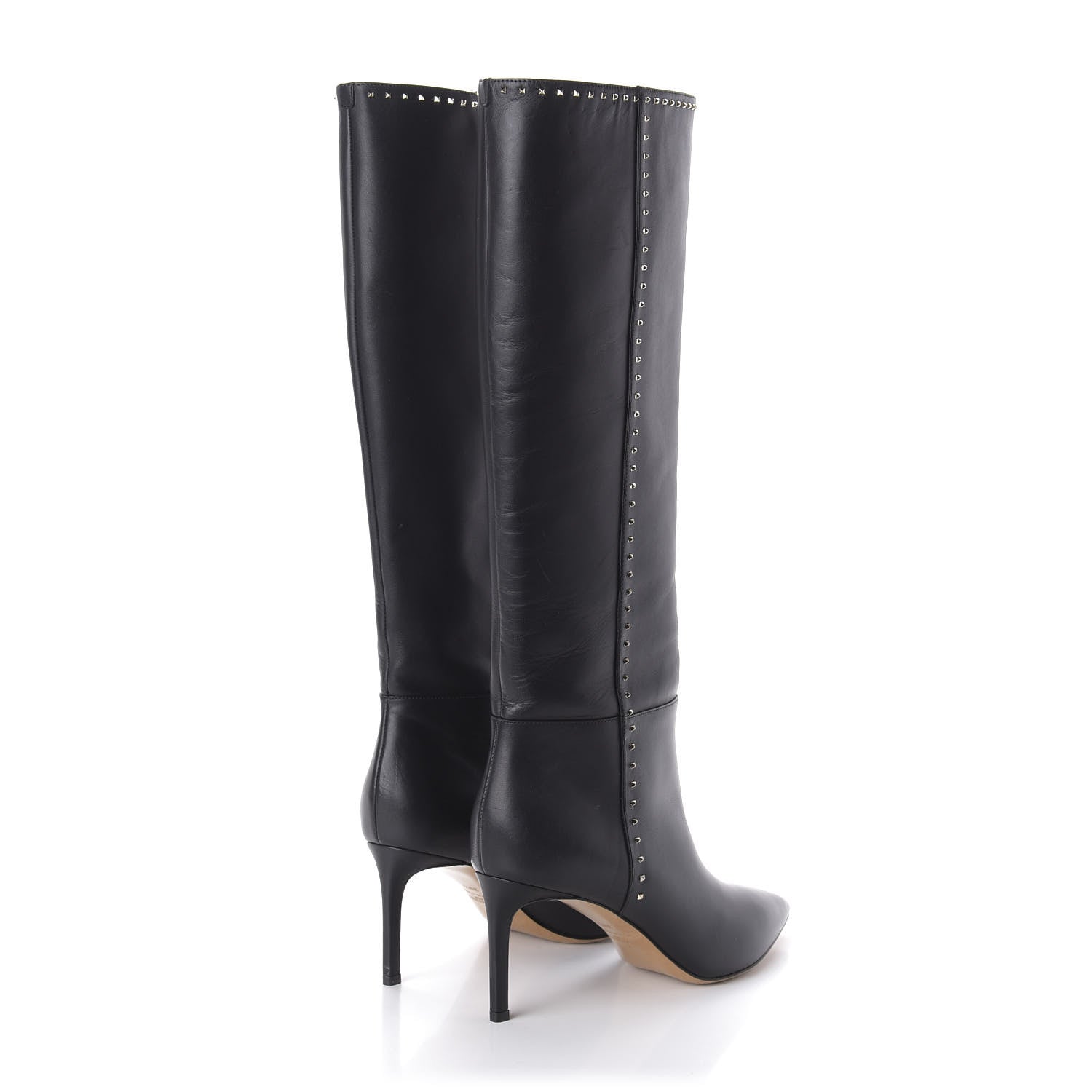 Valentino Garavani Vitello Lovestud Knee High Boots 39.5 Black 4 of 7