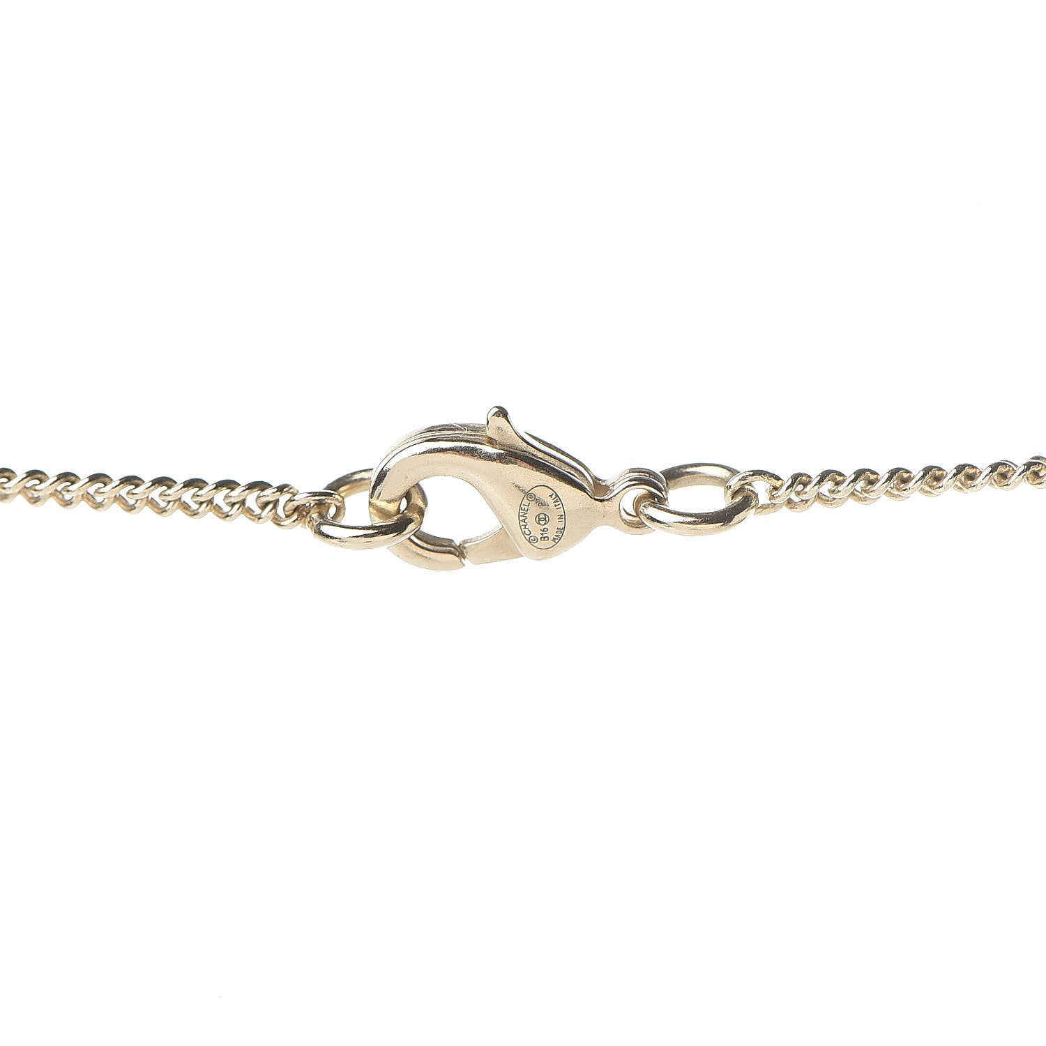 Chanel Metal Quilted CC Pendant Necklace Gold White 4 of 6