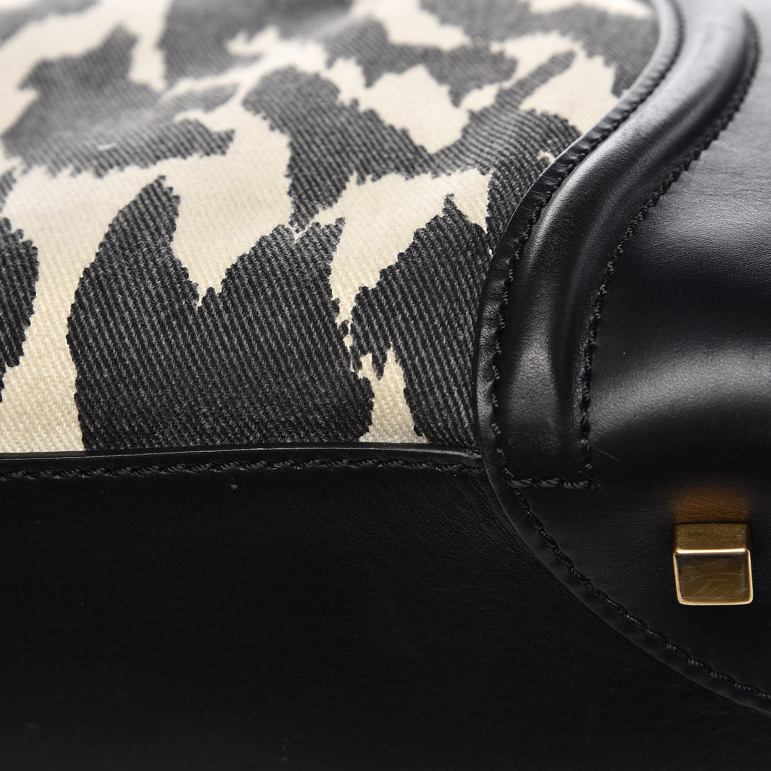 Celine Canvas Smooth Calfskin Leopard Print Mini Luggage Black 13 of 14