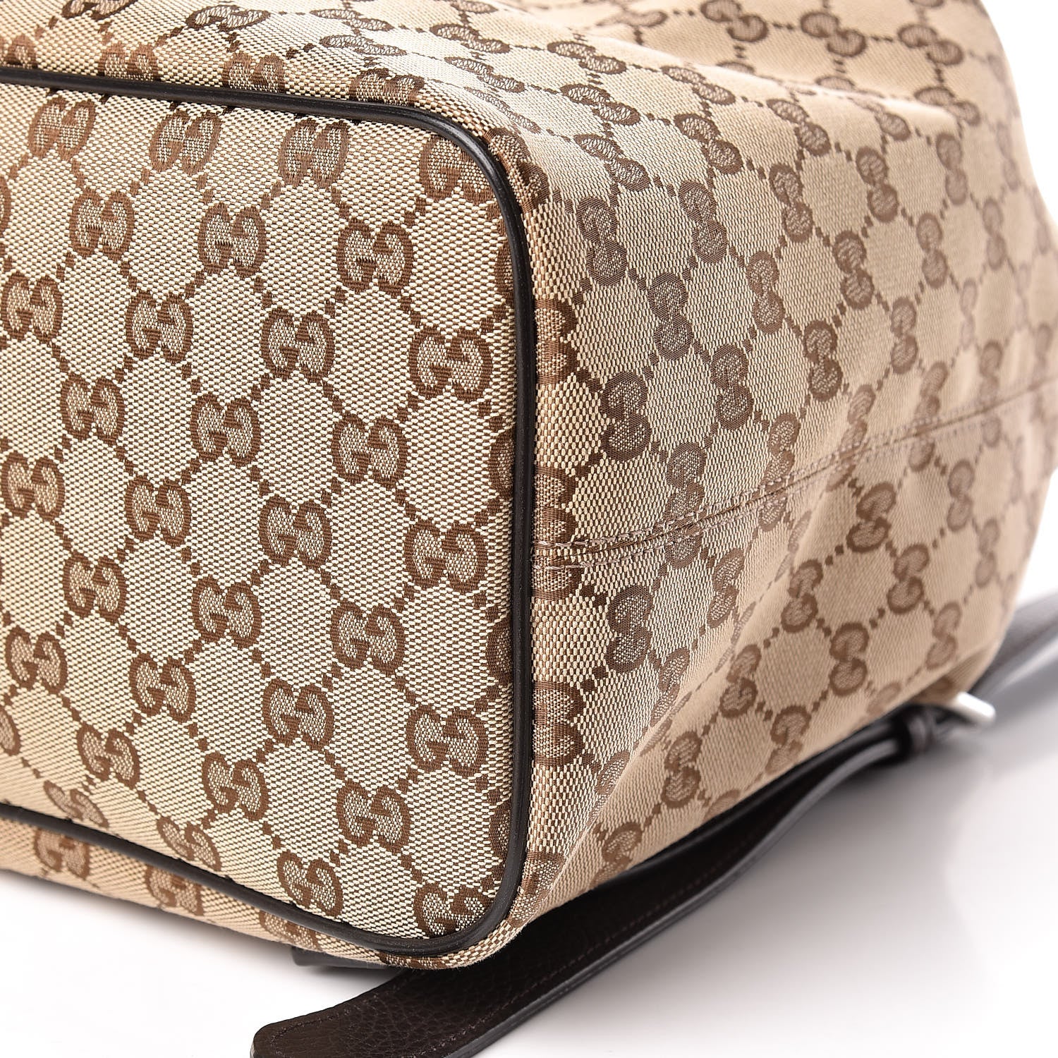 Gucci Monogram Dollar Calfskin O Drawstring Backpack Beige Ebony Testa di Moro Dark Chocolate 10 of 10