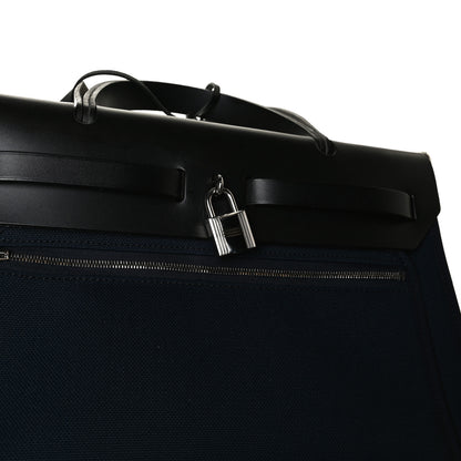 Hermes Toile Vache Hunter Herbag Zip PM 31 Bleu Marine Black 18 of 21