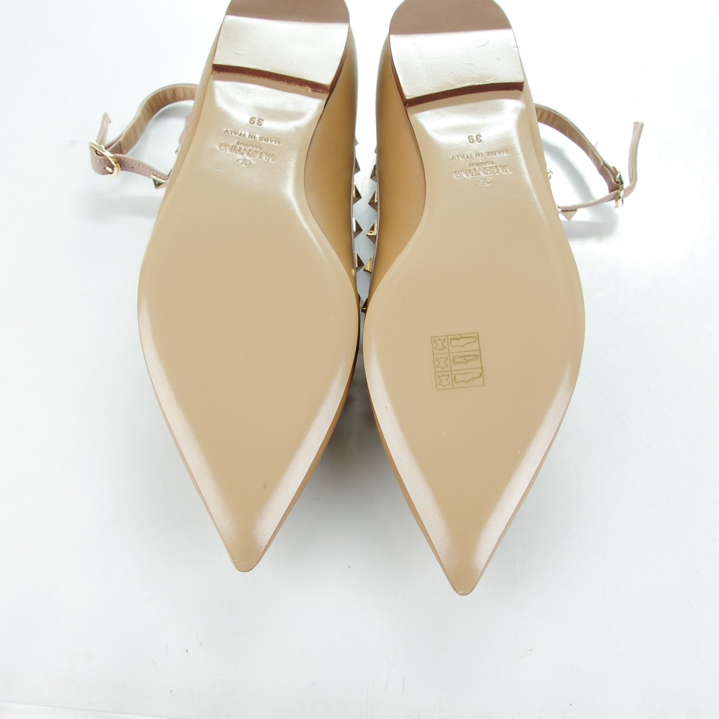 Calfskin Nappa Rockstud Cage Ballerina Flats 39 Alpaca Poudre