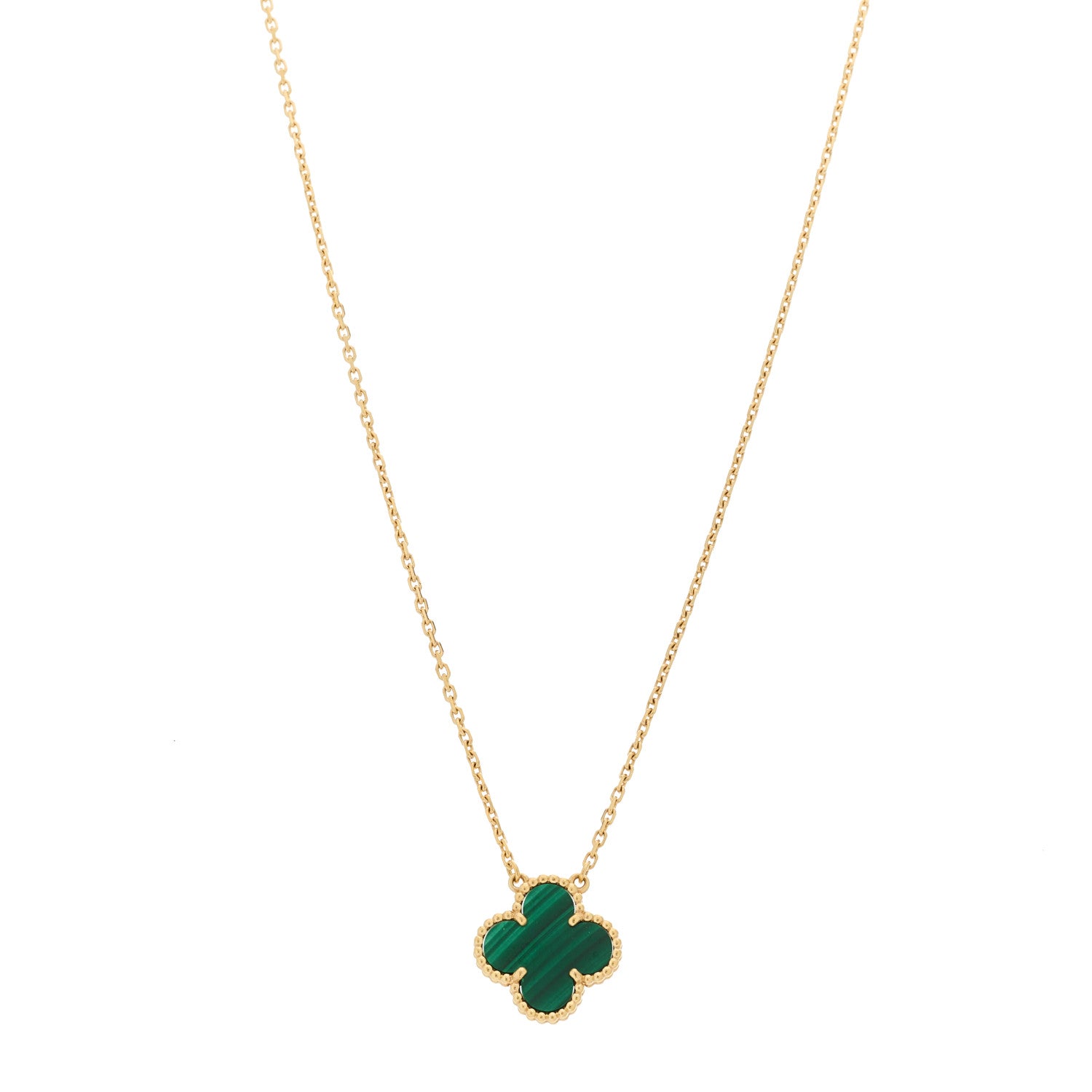 Van Cleef & Arpels 18K Yellow Gold Malachite Vintage Alhambra Pendant Necklace 1 of 6