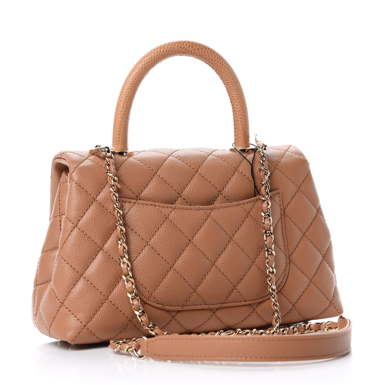 Chanel Caviar Quilted Lizard Embossed Mini Coco Handle Flap Brown 3 of 11