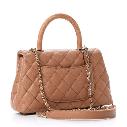 Chanel Caviar Quilted Lizard Embossed Mini Coco Handle Flap Brown 3 of 11