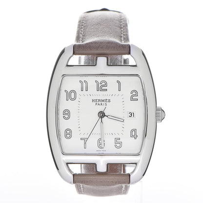 Hermes Stainless Steel Swift 33mm Cape Cod Tonneau Quartz Watch Etoupe 1 of 11