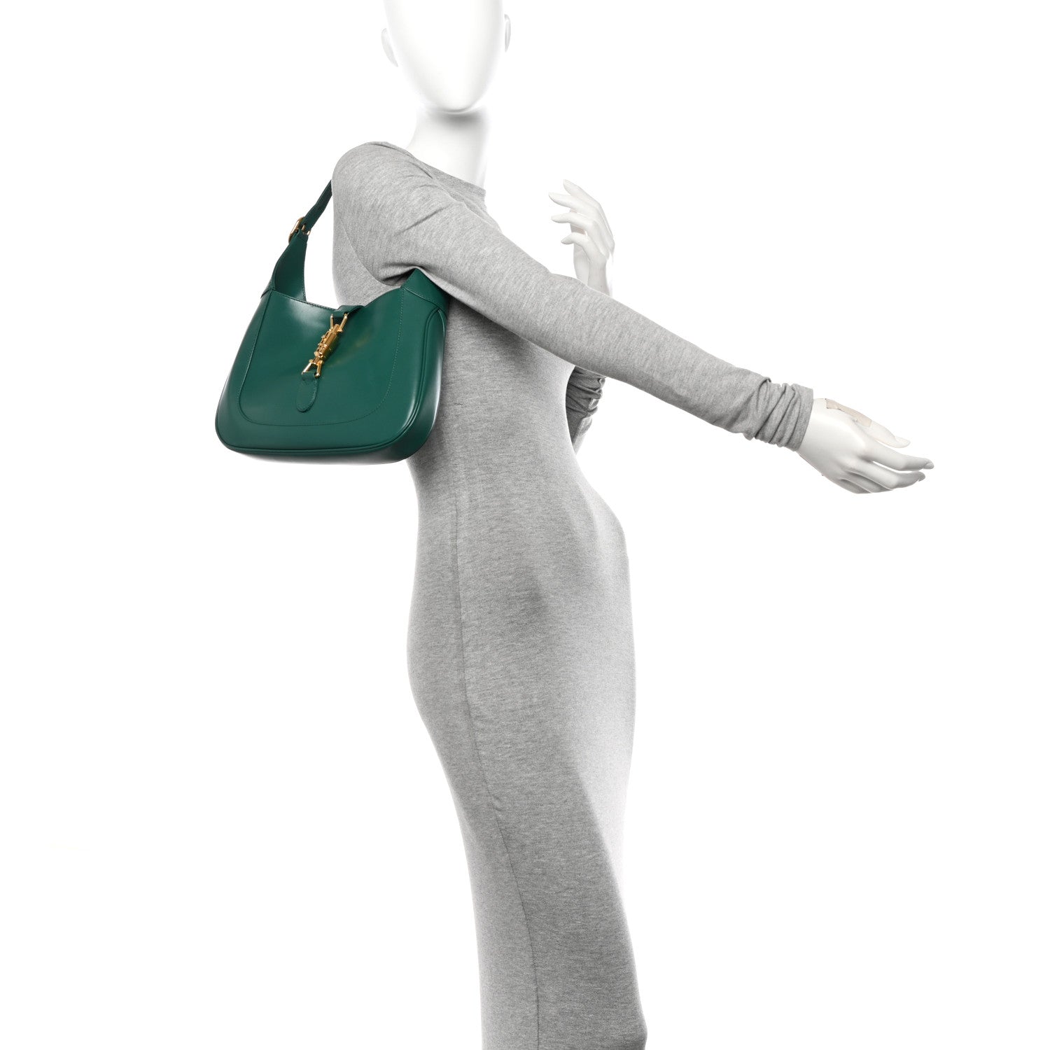 Gucci Boarded Dyana Lux Calfskin Small Jackie 1961 Hobo Emerald 2 of 11