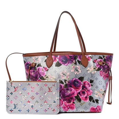 Louis Vuitton Metallic Monogram LV Garden Neverfull MM Silver 1 of 12