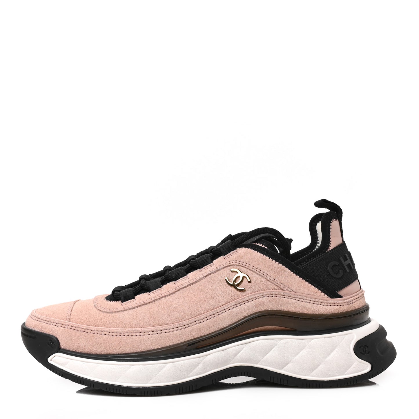 Suede Calfskin Nylon Grosgrain CC Sneakers 39 Light Pink