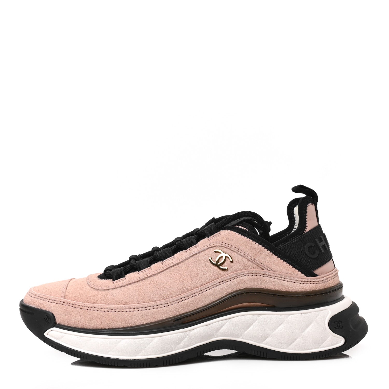Chanel Suede Calfskin Nylon Grosgrain CC Sneakers 39 Light Pink 1 of 8