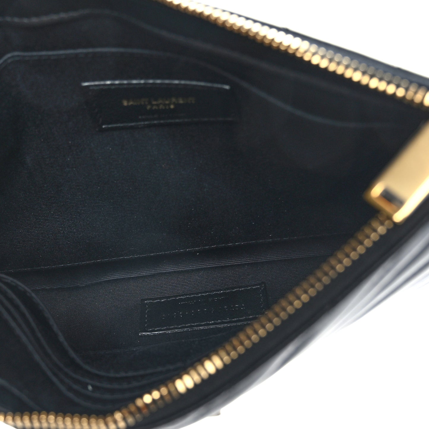 Calfskin Matelasse Chevron Monogram A5 Wristlet Black