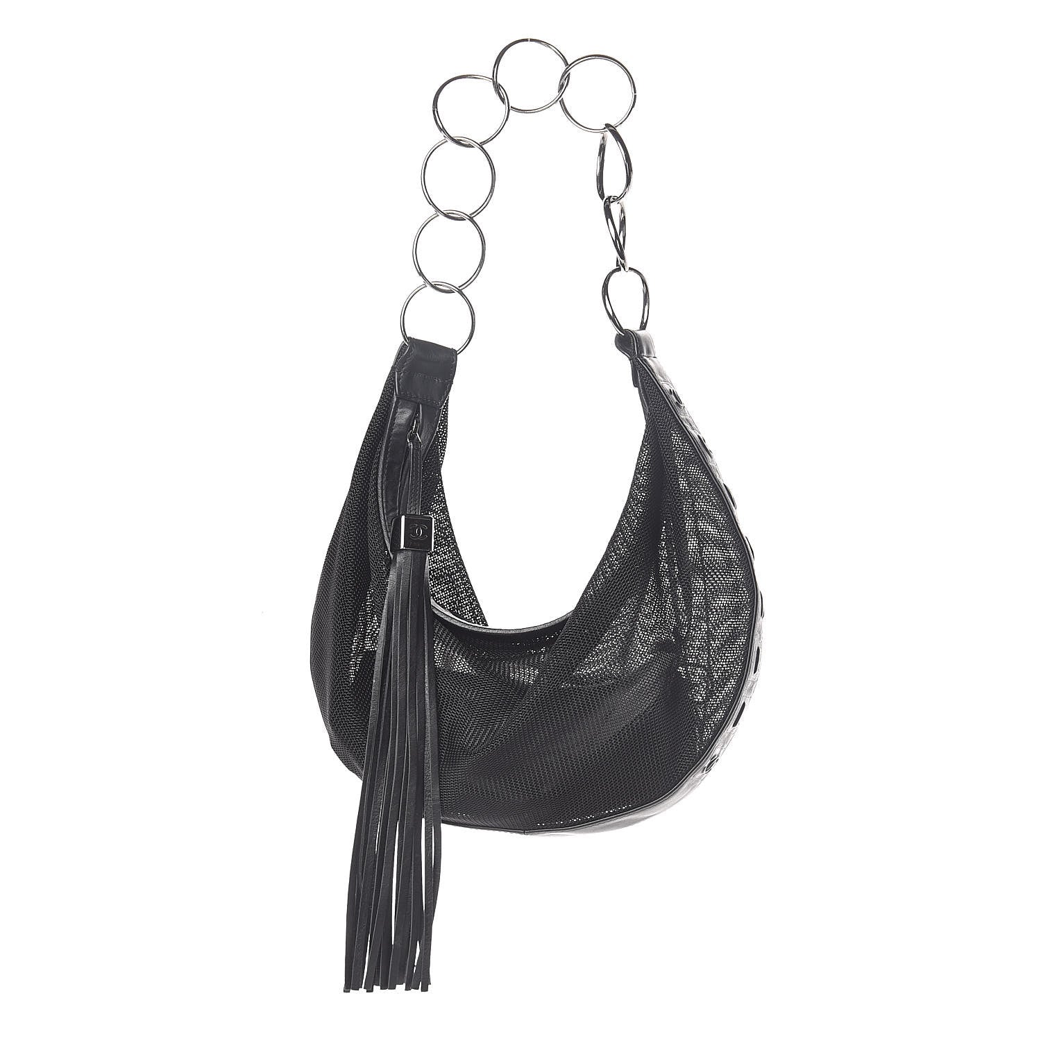 Chanel Mesh Calfskin Sport Tassel Hobo Black 1 of 9