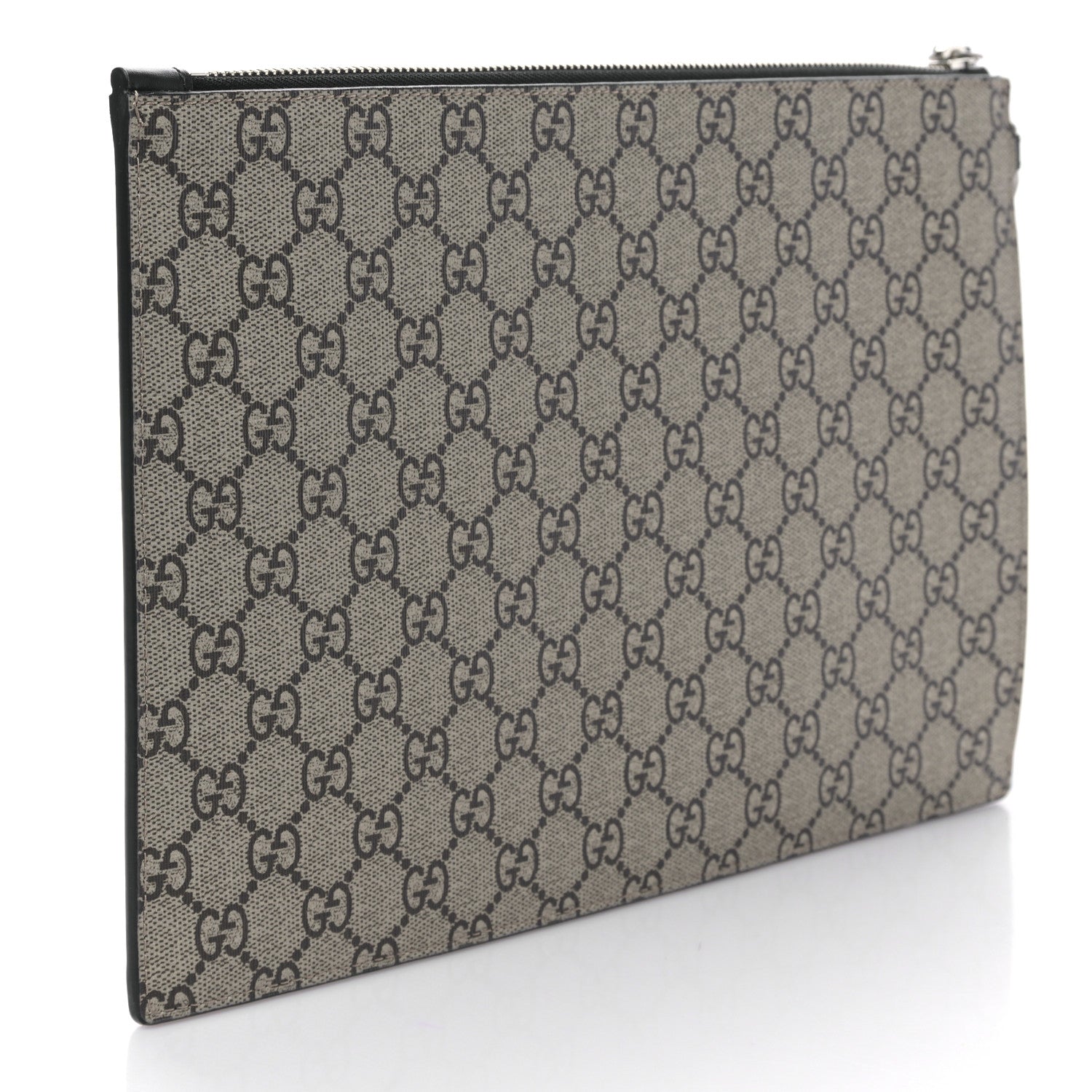 Gucci GG Supreme Monogram Kingsnake Zip Wristlet Pouch Beige Black 3 of 9