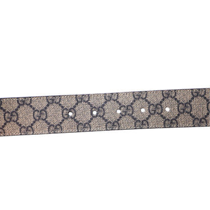 Gucci GG Supreme Monogram Selleria Calfskin Interlocking G 40mm Belt 105 42 Beige Ebony Blue 3 of 6