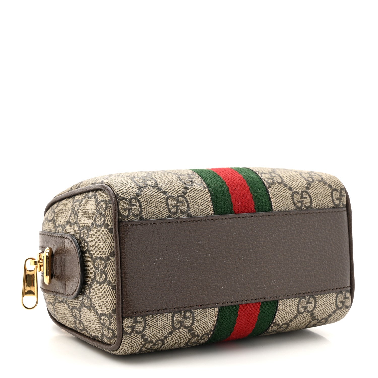 Gucci GG Supreme Monogram Textured Dollar Calfskin Web Super Mini Ophidia Top Handle Bowler Bag Beige Ebony New Acero 4 of 11