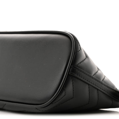 Gucci Calfskin Matelasse Chevron GG Marmont Sling Shoulder Bag Black 10 of 10