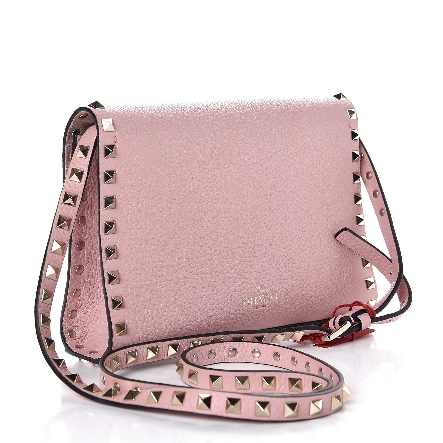 Valentino Garavani Pebbled Calfskin Medium Rockstud Flip Lock Crossbody Bag Water Rose 3 of 7