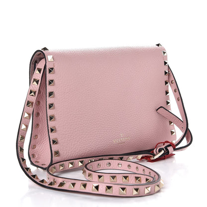 Valentino Garavani Pebbled Calfskin Medium Rockstud Flip Lock Crossbody Bag Water Rose 3 of 7
