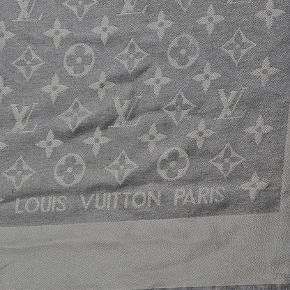 Louis Vuitton Silk Lurex Wool Monogram Shine Shawl Charcoal Grey 3 of 5