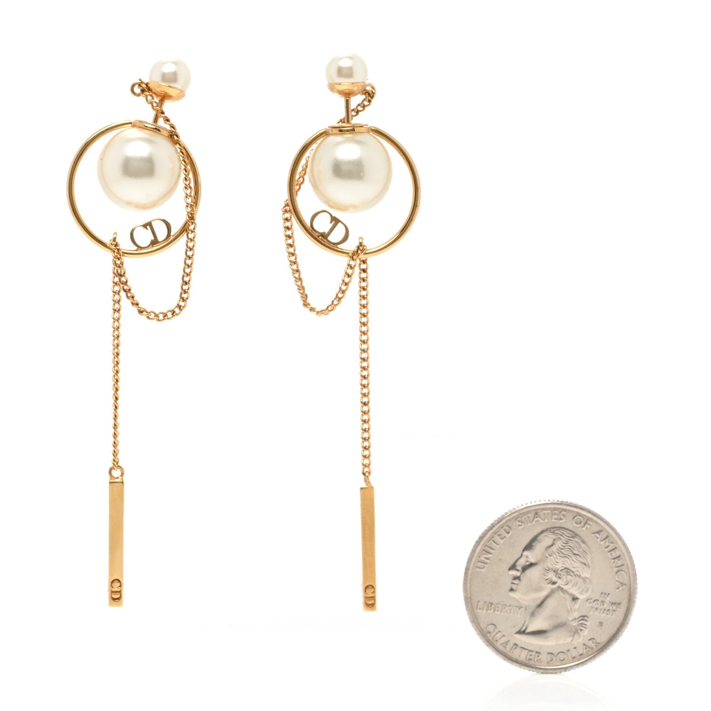 Pearl Tribales Dangle Chain Earrings Gold