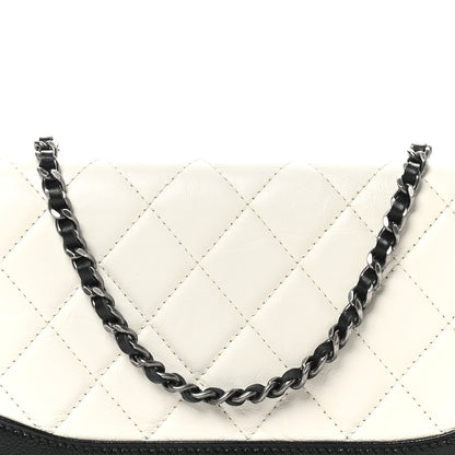 Chanel Aged Calfskin Quilted Gabrielle Wallet On Chain WOC White Black 9 of 11