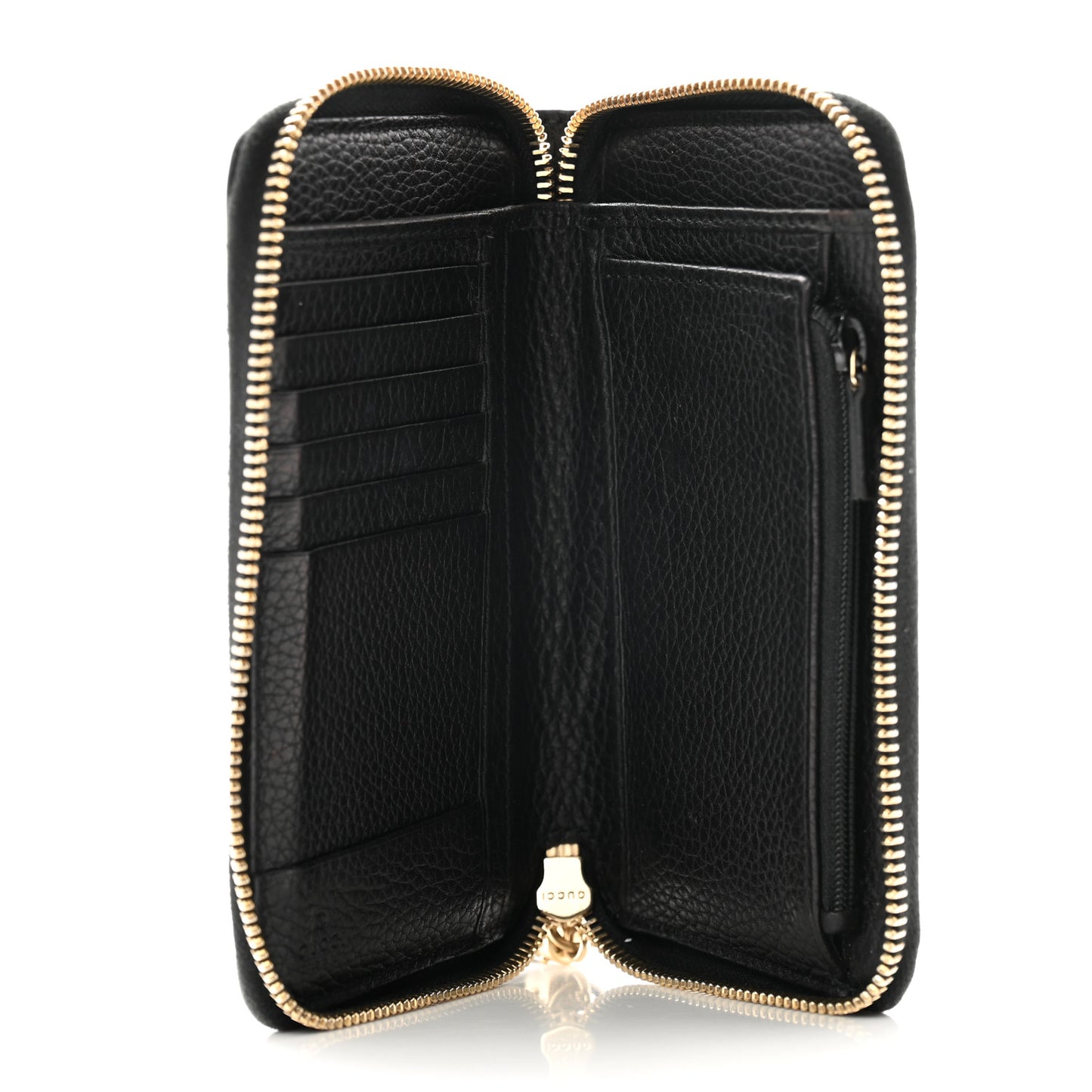 Pebbled Calfskin Medium Soho Zip Around Wallet Black
